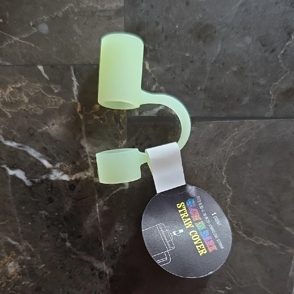 Silicone Straw Toppers 3 Glow In The Dark 2 Novelty Set Of 5; Fits 9 -10mm Straw